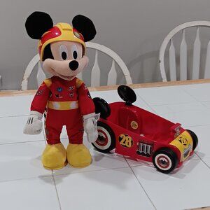Mickey and the Roadster Racers battery operated plush with car / Vintage